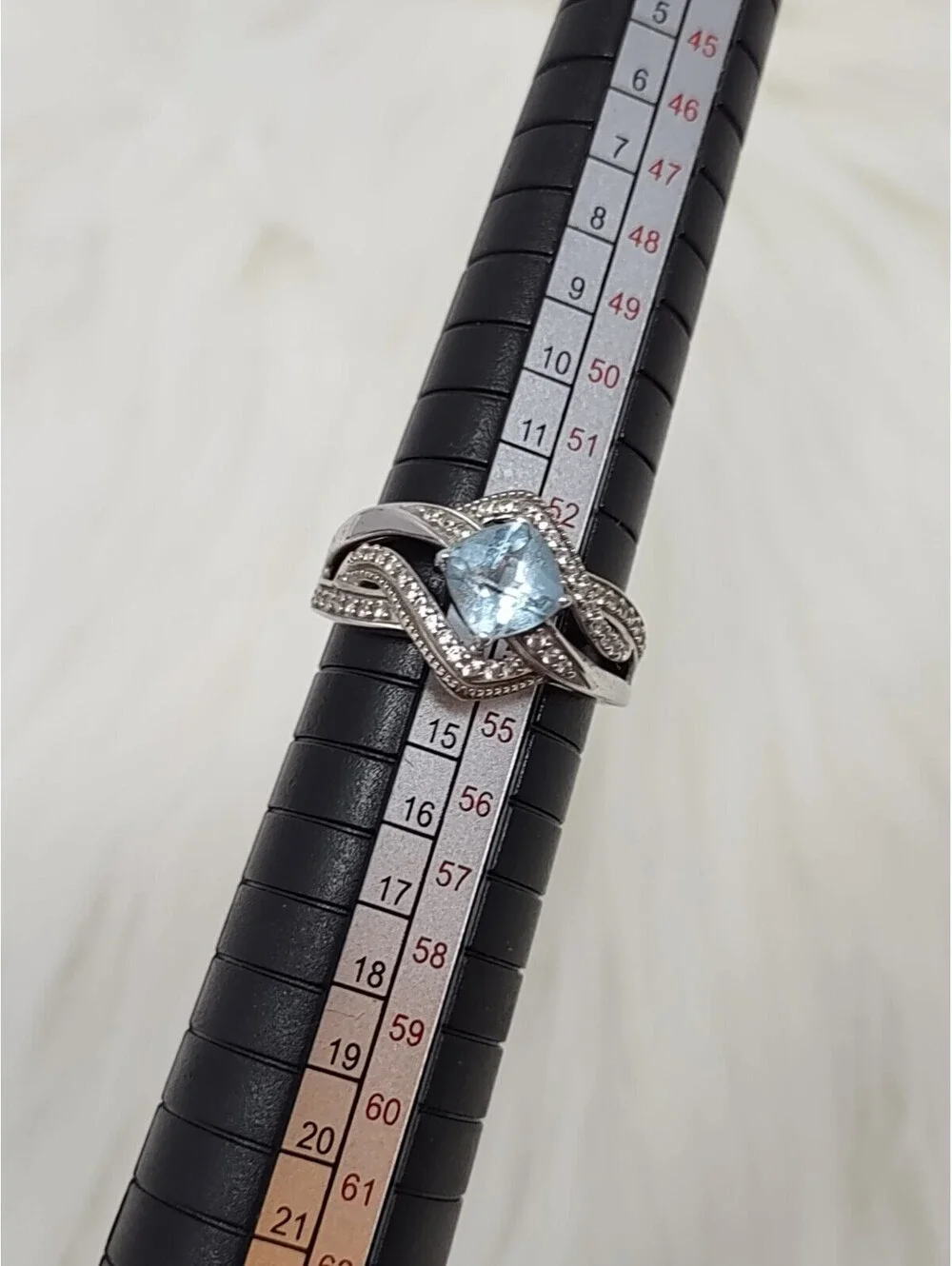 Sterling Silver 925 Blue Topaz White Sapphire Ring Size 7